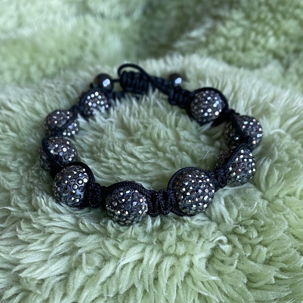 Black glitter beaded bracelet